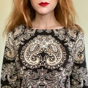 Brown Paisley Sweater Dress